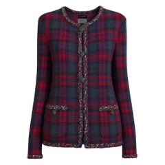CHANEL Paris / Edinburgh Iconic Red Tartan Jacket 36 FR