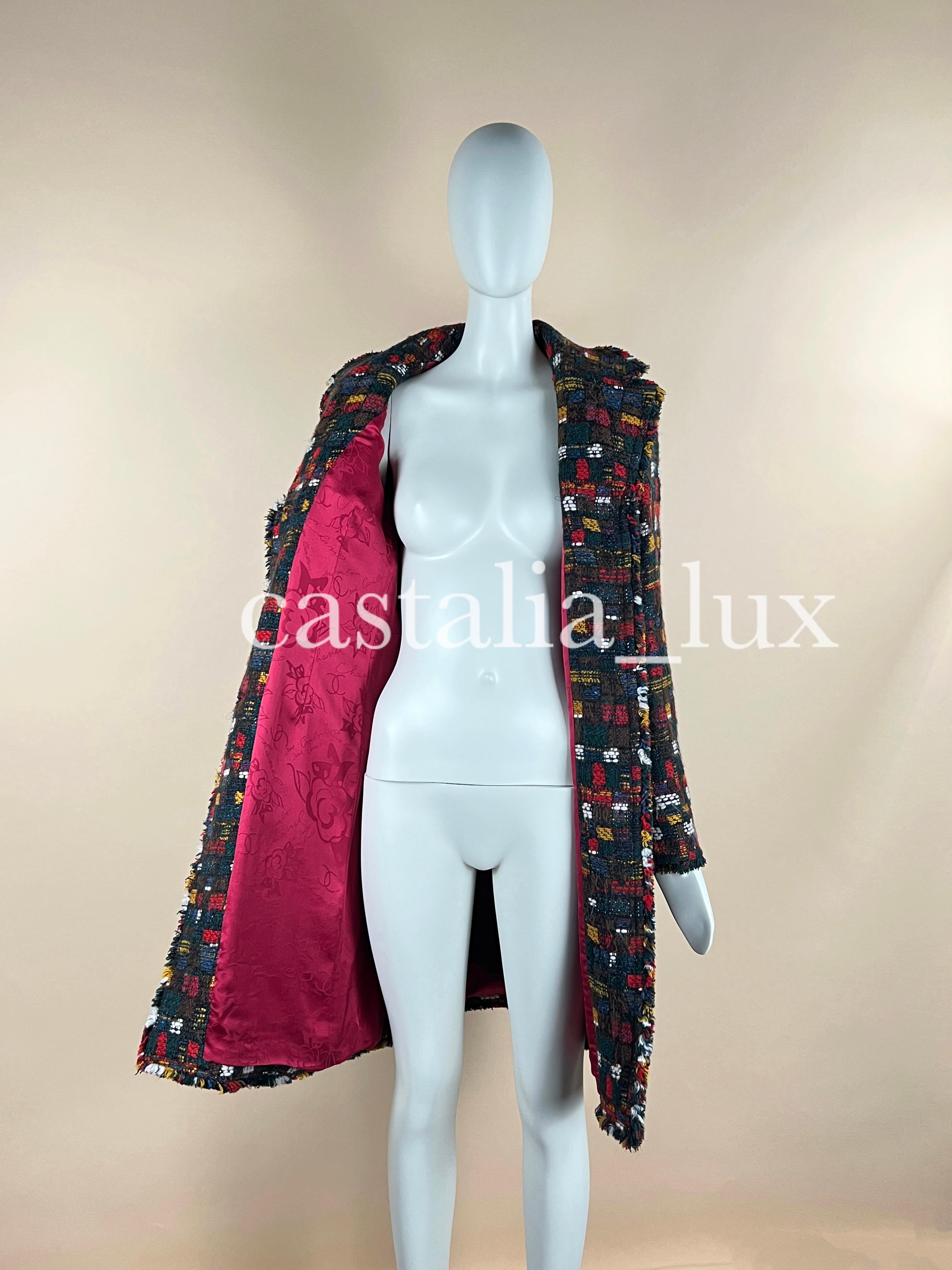 Chanel Paris / Edinburgh Jewel Gripoix Buttons Tweed Coat For Sale 9