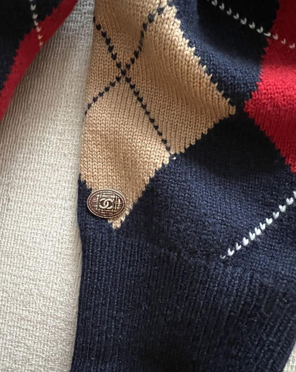  Chanel Paris / Edinburgh Maxi Cashmere Tartan Dress Unisexe 
