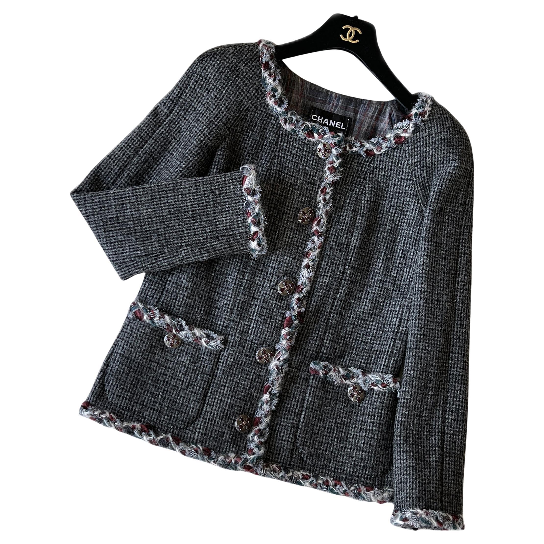 CHANEL París / Edimburgo Nuevo CC Gripoix Botones Chaqueta de tweed 40 FR