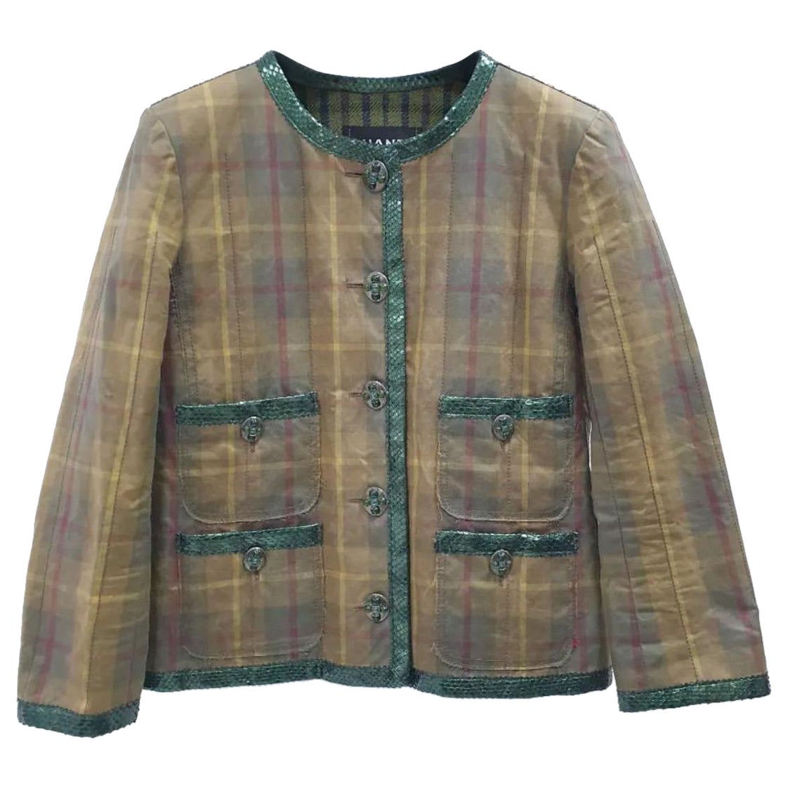 Chanel Paris-Edinburgh Python-Trimmed Jacket For Sale