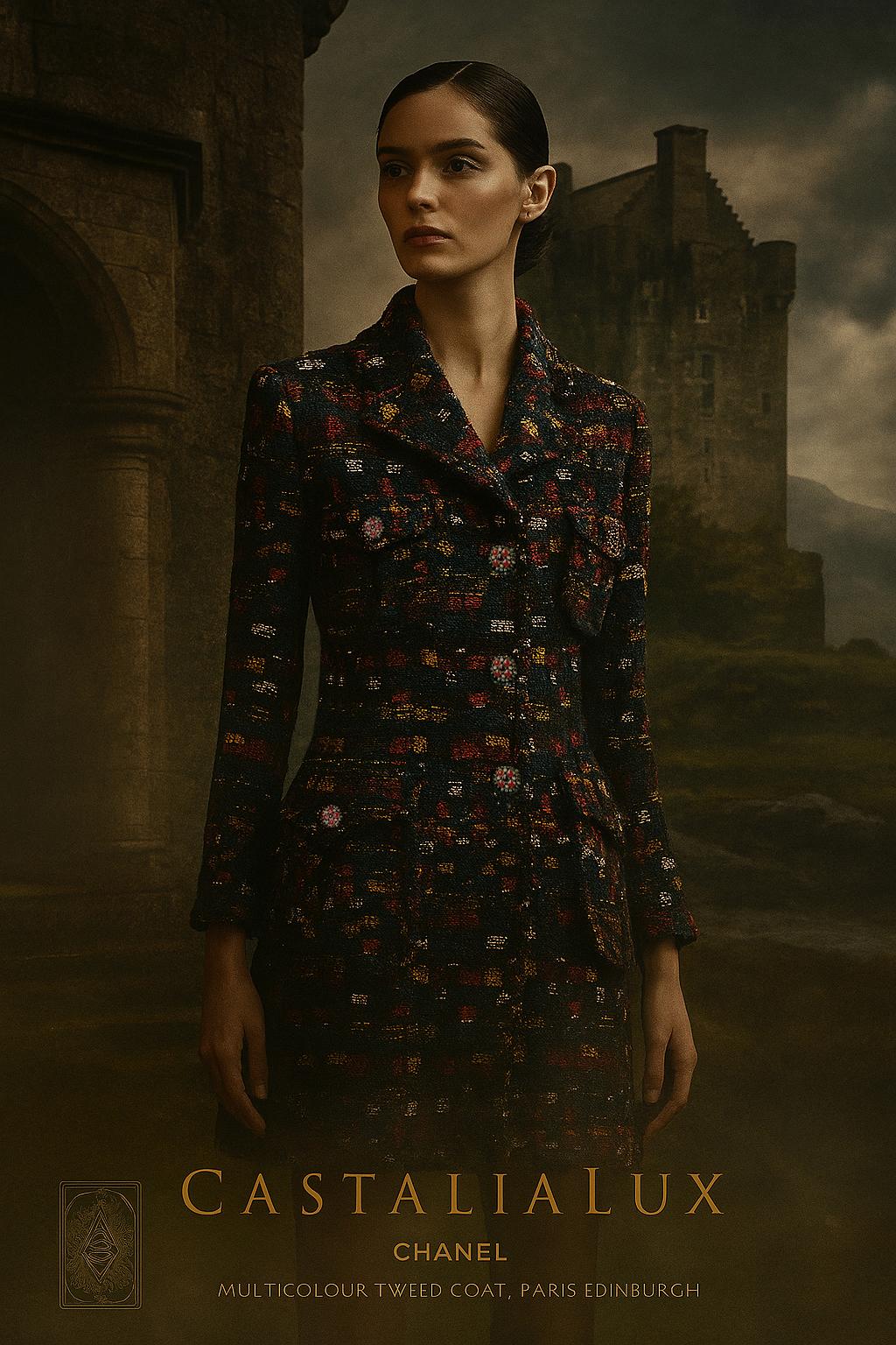 Women's or Men's Chanel Paris / Edinburgh Relic Tweed Coat with CC Gripoix Buttons 42 FR For Sale