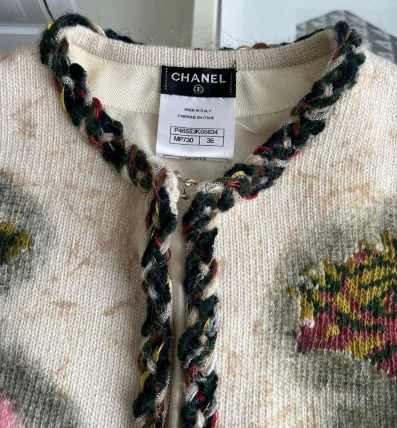Chanel Paris / Edinburgh Runway Floral Knit Jacket 9