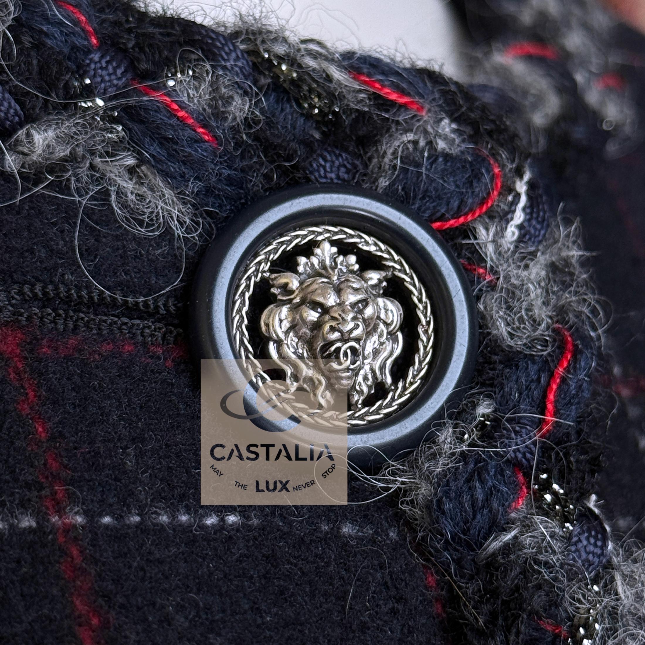 CHANEL Paris / Edinburgh Runway Navy Tartan Coat 36 FR For Sale 5