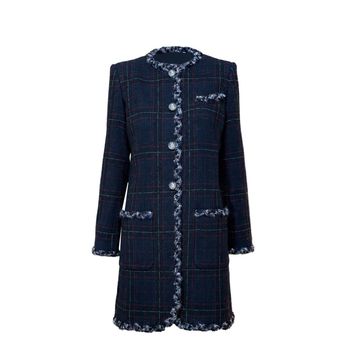 CHANEL Parigi / Edimburgo - Cappotto in tartan navy 36 FR