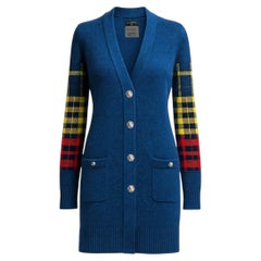 CHANEL Paris / Edinburgh Sapphire Tartan Cardigan 38 FR