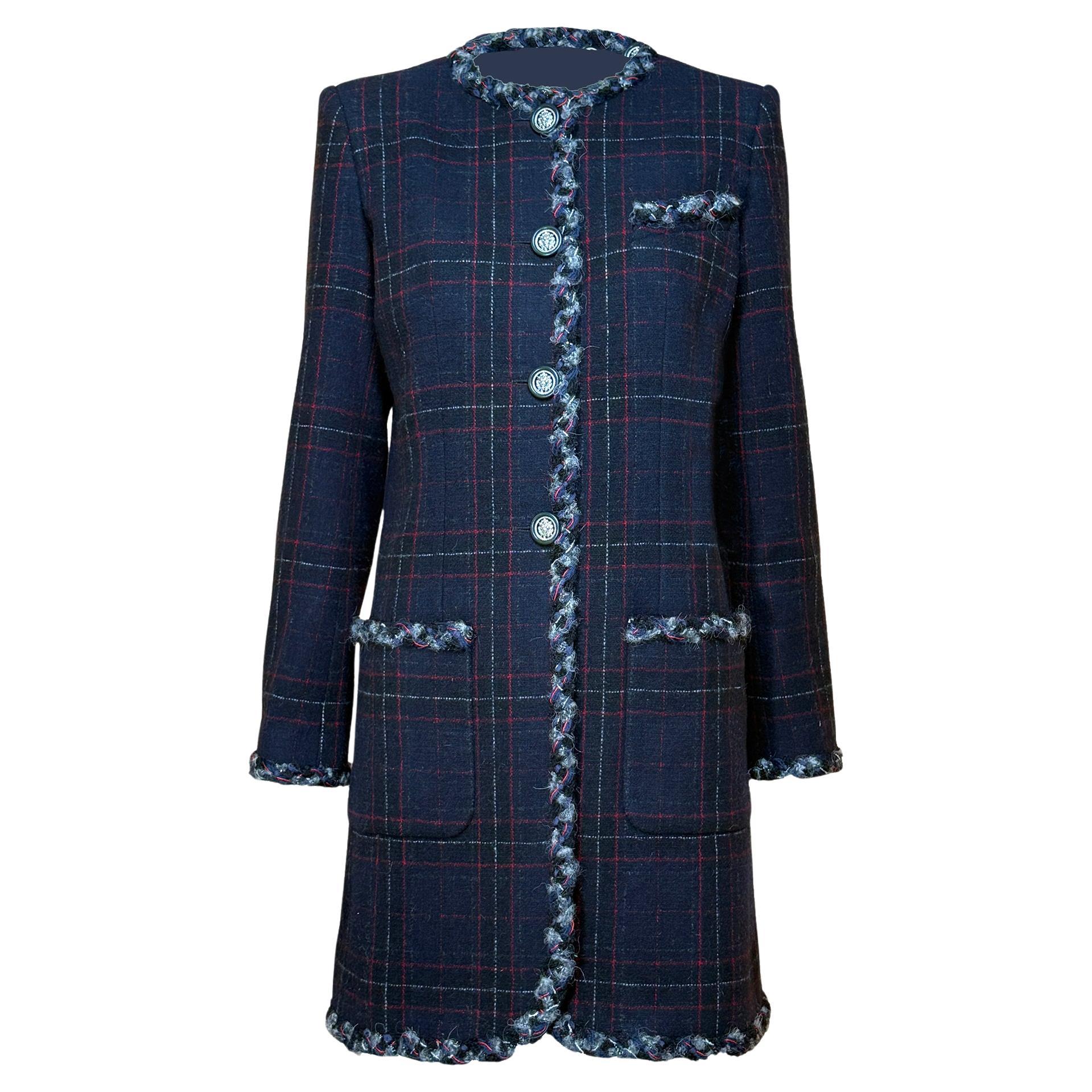 Chanel Parigi / Edimburgo Cappotto da passerella in tartan 36 FR in vendita