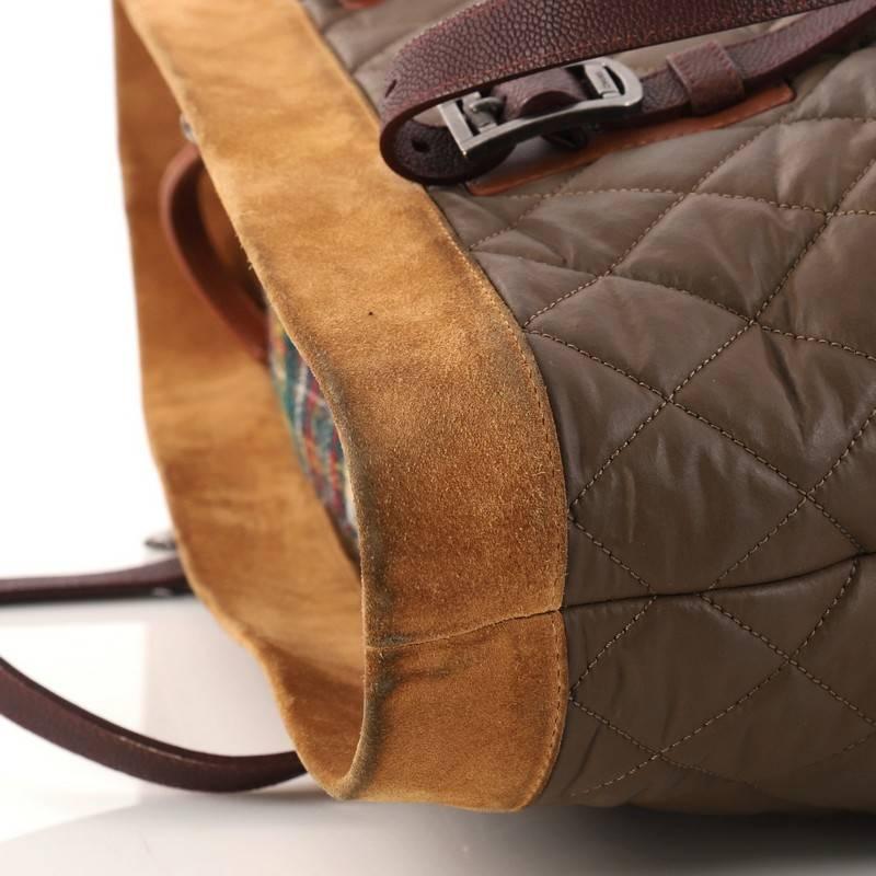 Brown Chanel Paris-Edinburgh Tote Quilted Mixed Leather with Flannel Medium