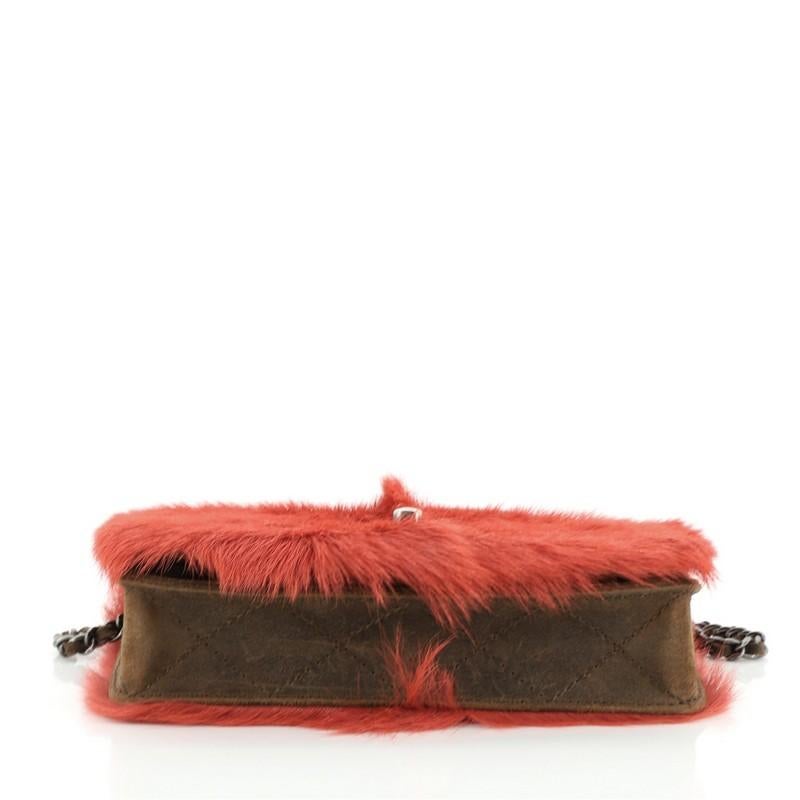 Red Chanel Paris-Edinburgh Wallet on Chain Goat Hair with Quilted Distressed Leather