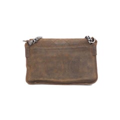 Chanel Paris-Edingburgh Highlander Messenger Bag Quilted Distressed Suede Leathe