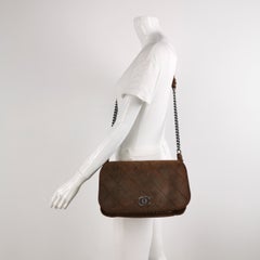 Chanel Paris-Edingburgh Highlander Messenger Bag Quilted Distressed Suede Leathe