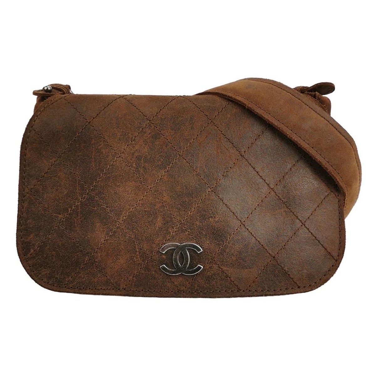 Chanel Paris-Edingburgh Borsa messenger Highlander in pelle scamosciata trapuntata e angosciata in vendita