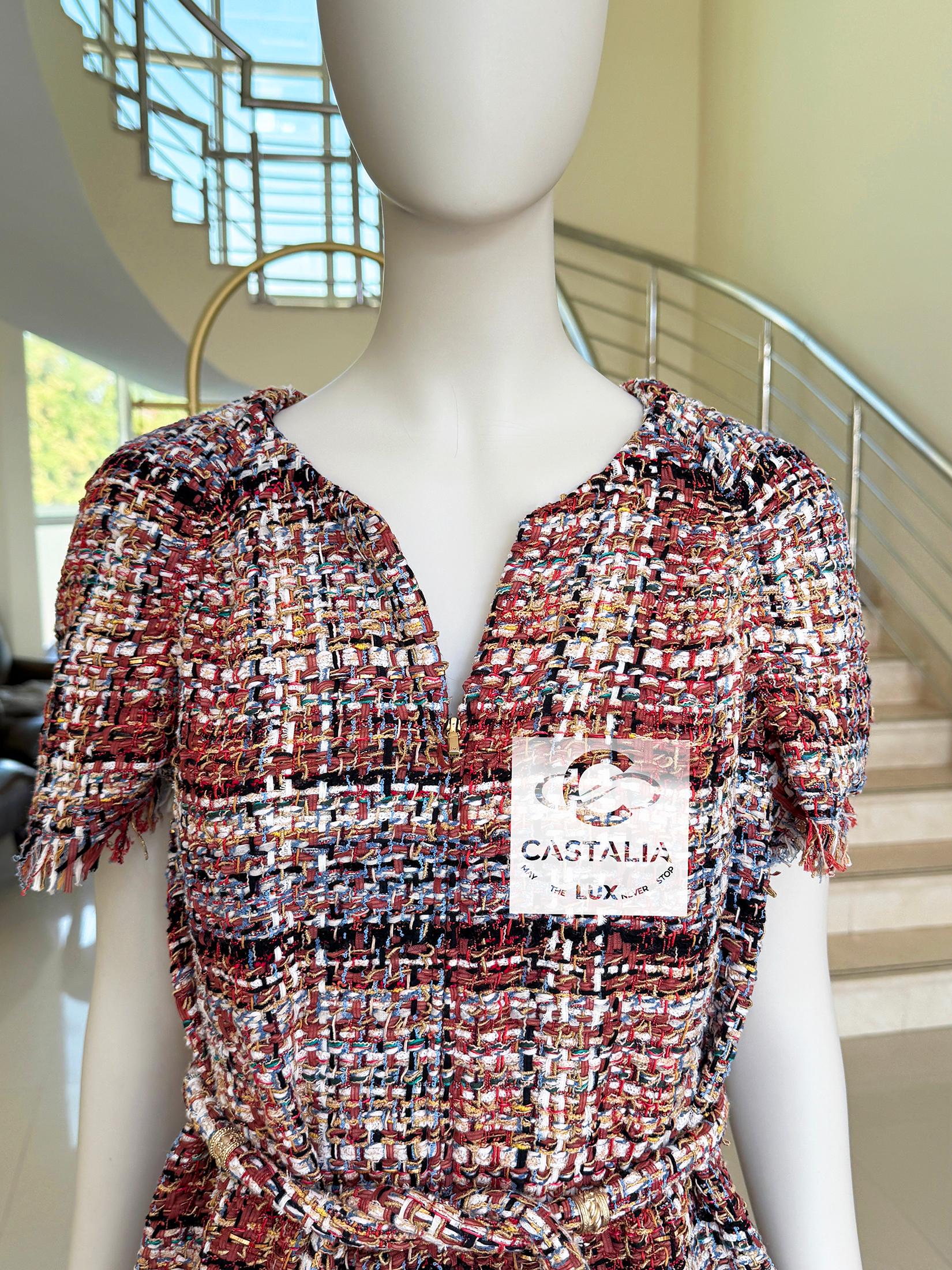 Chanel París / Grecia Cinturón joya Vestido Lesage Tweed 36 FR 7