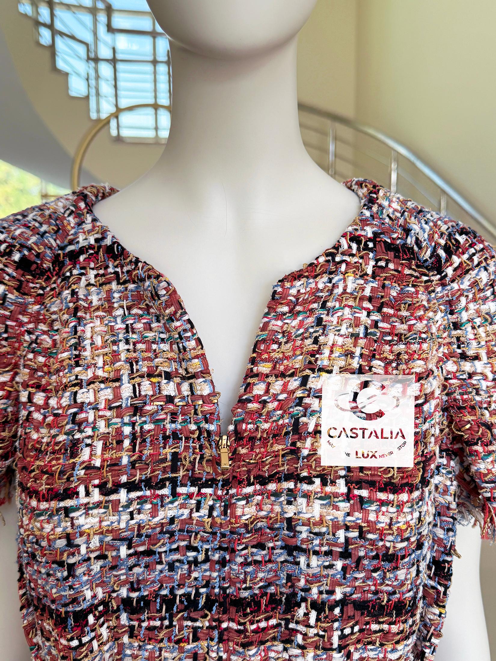 Chanel París / Grecia Cinturón joya Vestido Lesage Tweed 36 FR 8