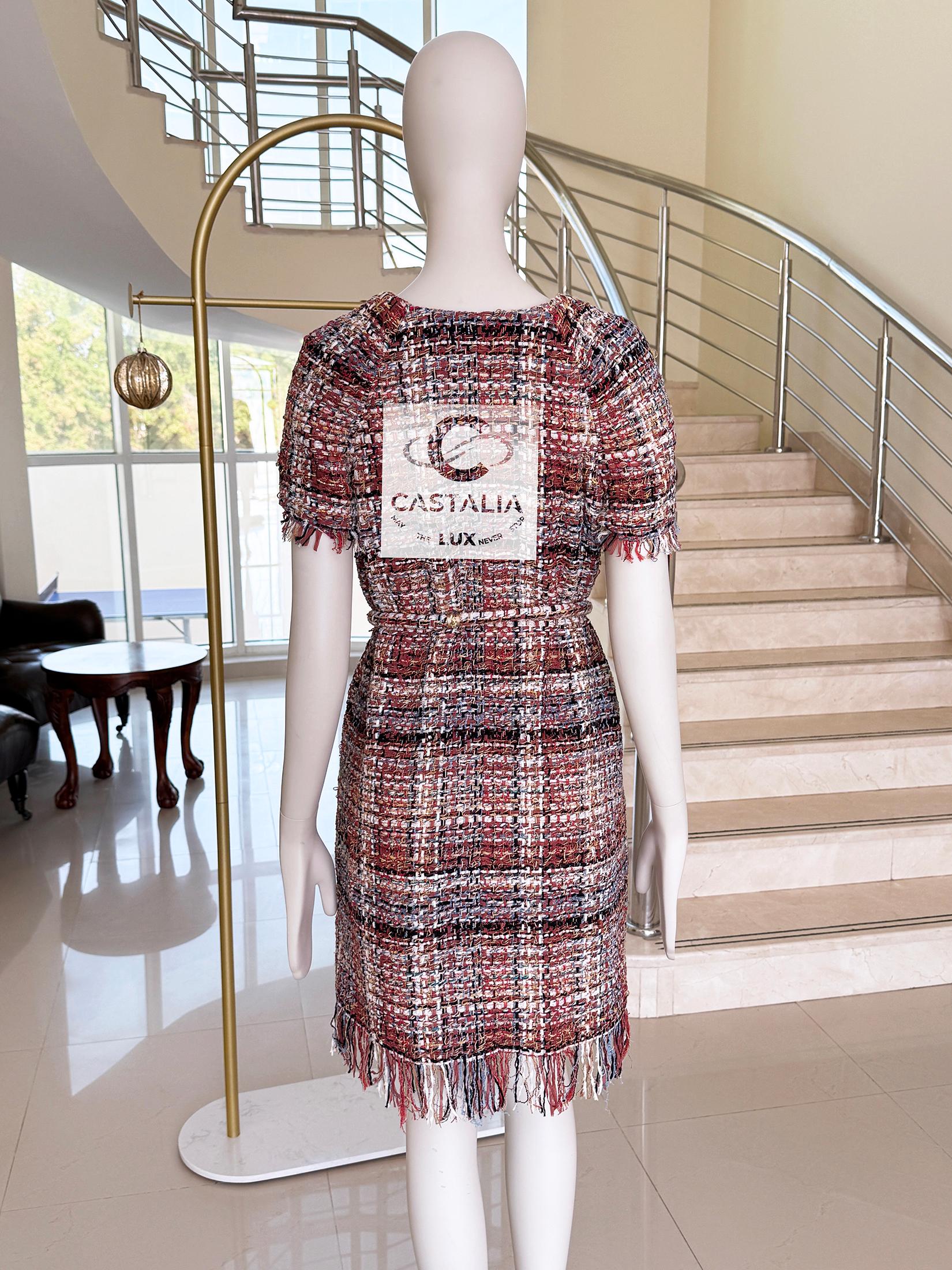 Chanel Paris / Greece Jewel Belt Lesage Tweed Dress 36 FR in vendita 11
