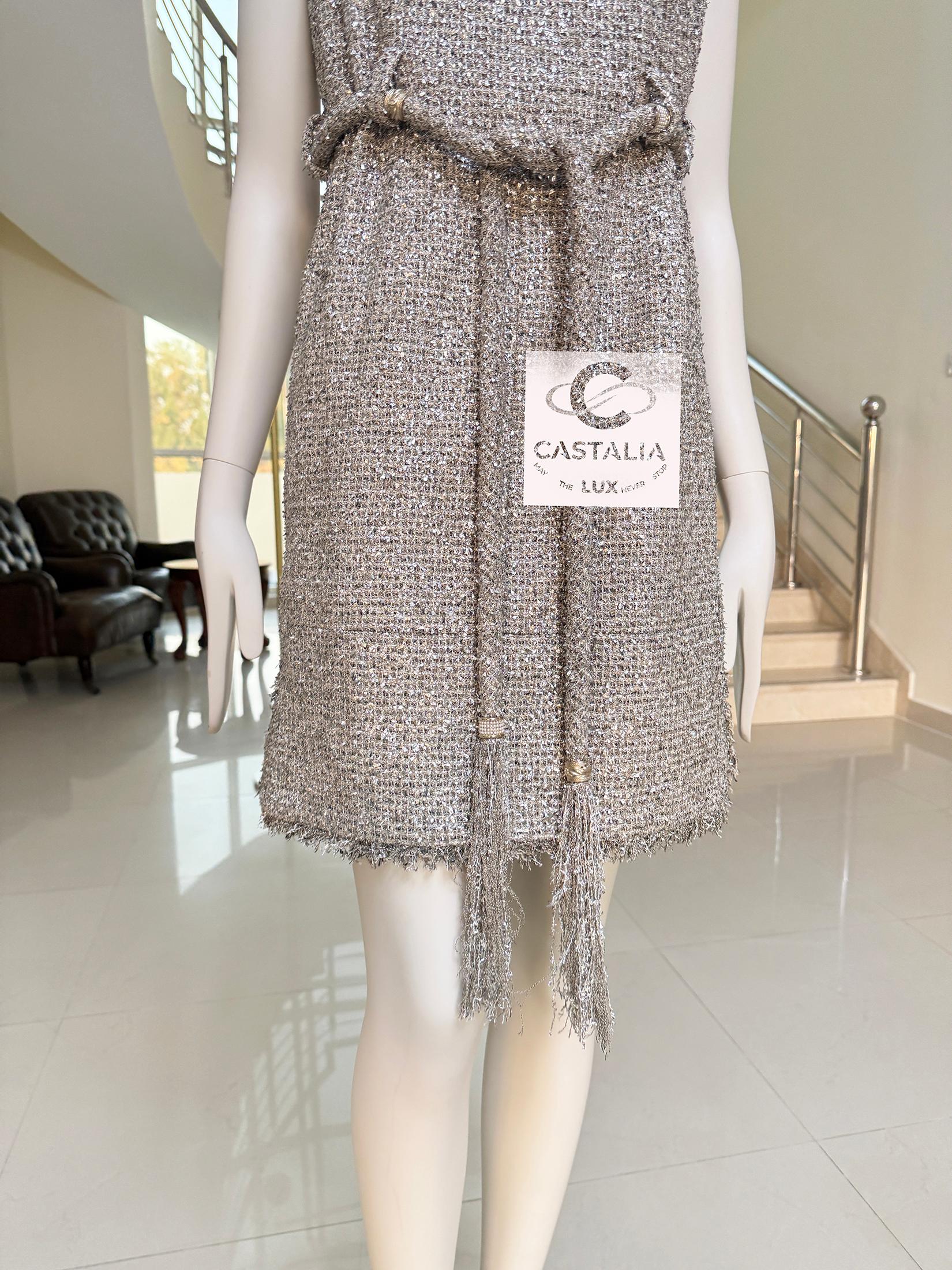 Chanel Paris / Greece Jewel Belt Tweed Dress 36 FR en venta 7