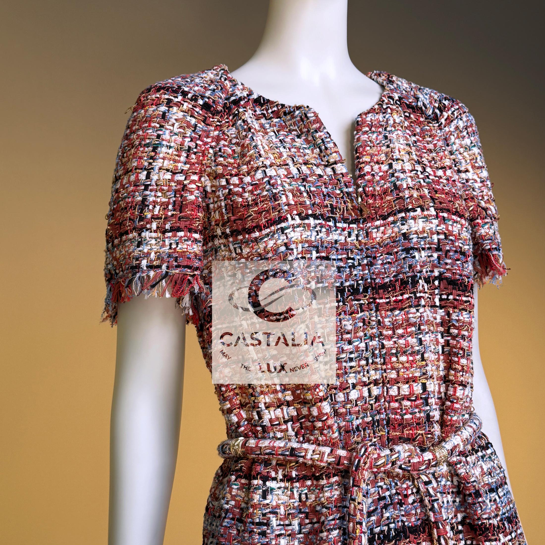 CHANEL París / Grecia Chaqueta de tweed de pasarela con cinturón joya 40 FR en venta 1
