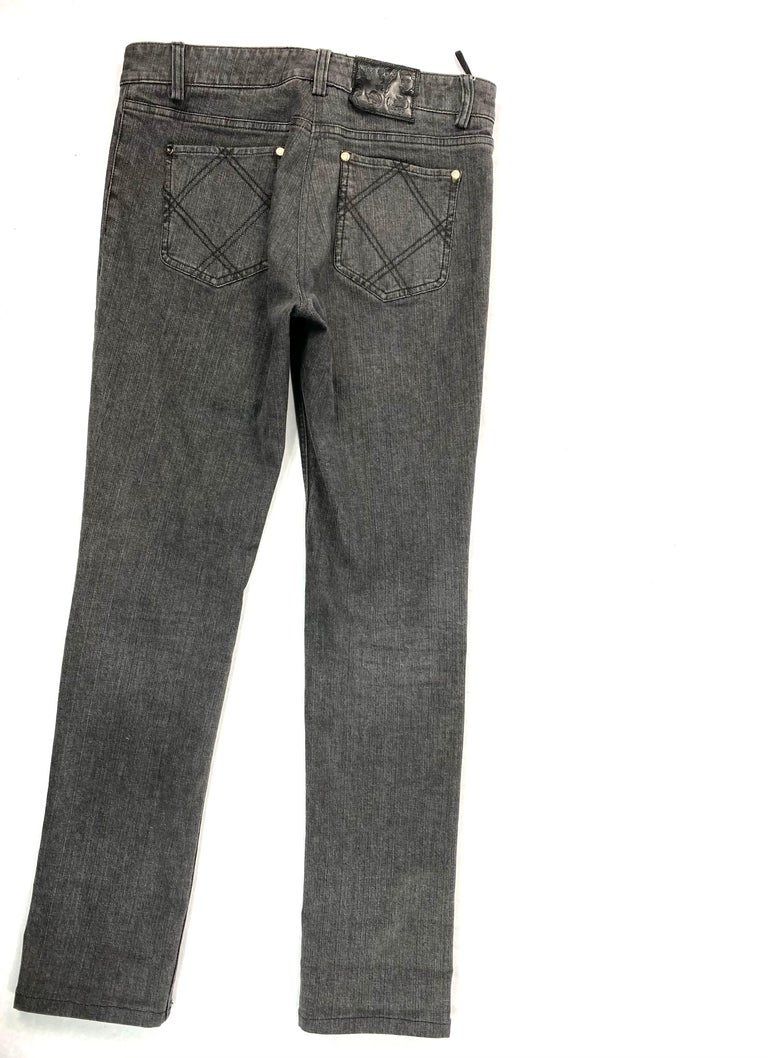 Chanel Paris Grey Denim Skinny Jeans Pants Size 40 For Sale at 1stDibs