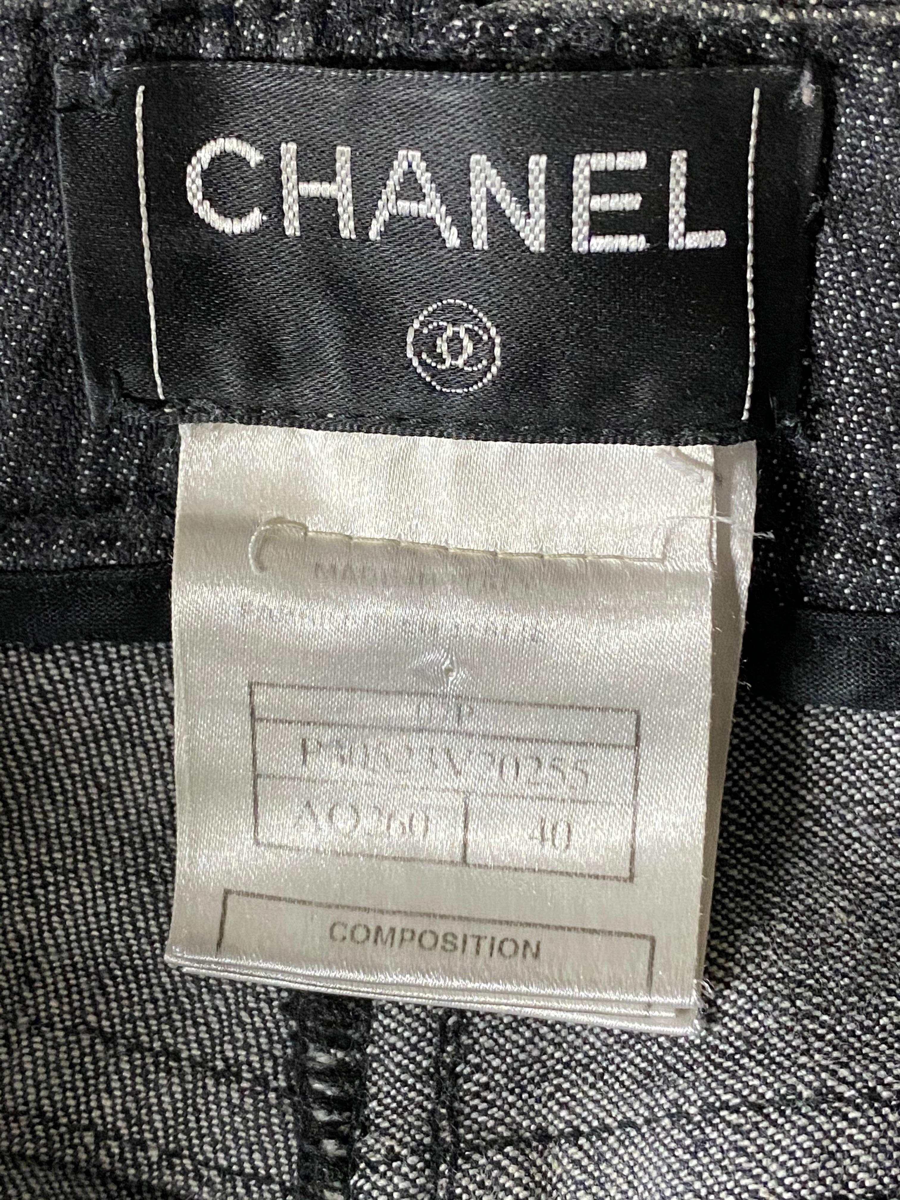 Chanel Paris Grey Denim Skinny Jeans Pants Size 40 For Sale 1