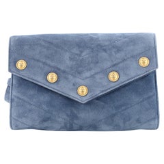 Chanel Paris-Hamburg CC Button Flap Clutch Chevron Suede