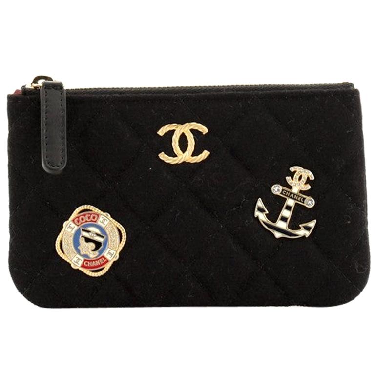 Chanel Paris-Hamburg Charms Cosmetic Case Quilted Wool Small