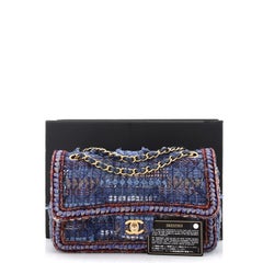 Chanel Paris-Hamburg Classic Single Flap Bag Braided Quilted Tweed Medium