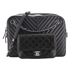 Chanel Paris-Hamburg Doppelte Kameratasche Tasche Chevron und Diamant Gestepptes Kalbsleder