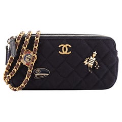 CHANEL CAVIAR CC QUILTED FILIGREE DOUBLE ZIP CLUTCH WALLET ON CHAIN  CROSSBODY