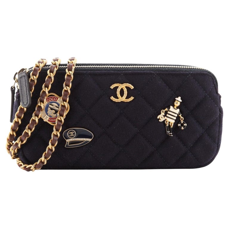 Chanel Paris-Hamburg Double Zip Clutch with Chain Quilted Wool at 1stDibs