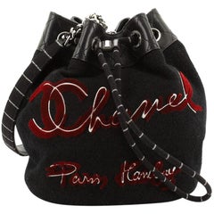 Chanel Paris-Hamburg Drawstring Bucket Bag Embroidered Wool Small