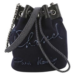  Chanel Paris-Hamburg Drawstring Bucket Bag Embroidered Wool Small