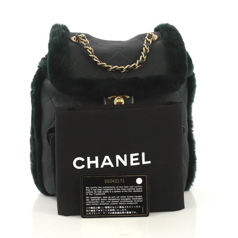 Chanel Dark Green Quilted Backpack