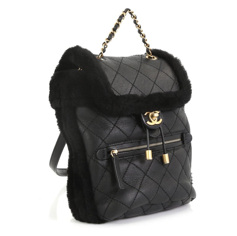 Chanel ParisHamburg Flap Backpack Quilted Lambskin And Shearling at