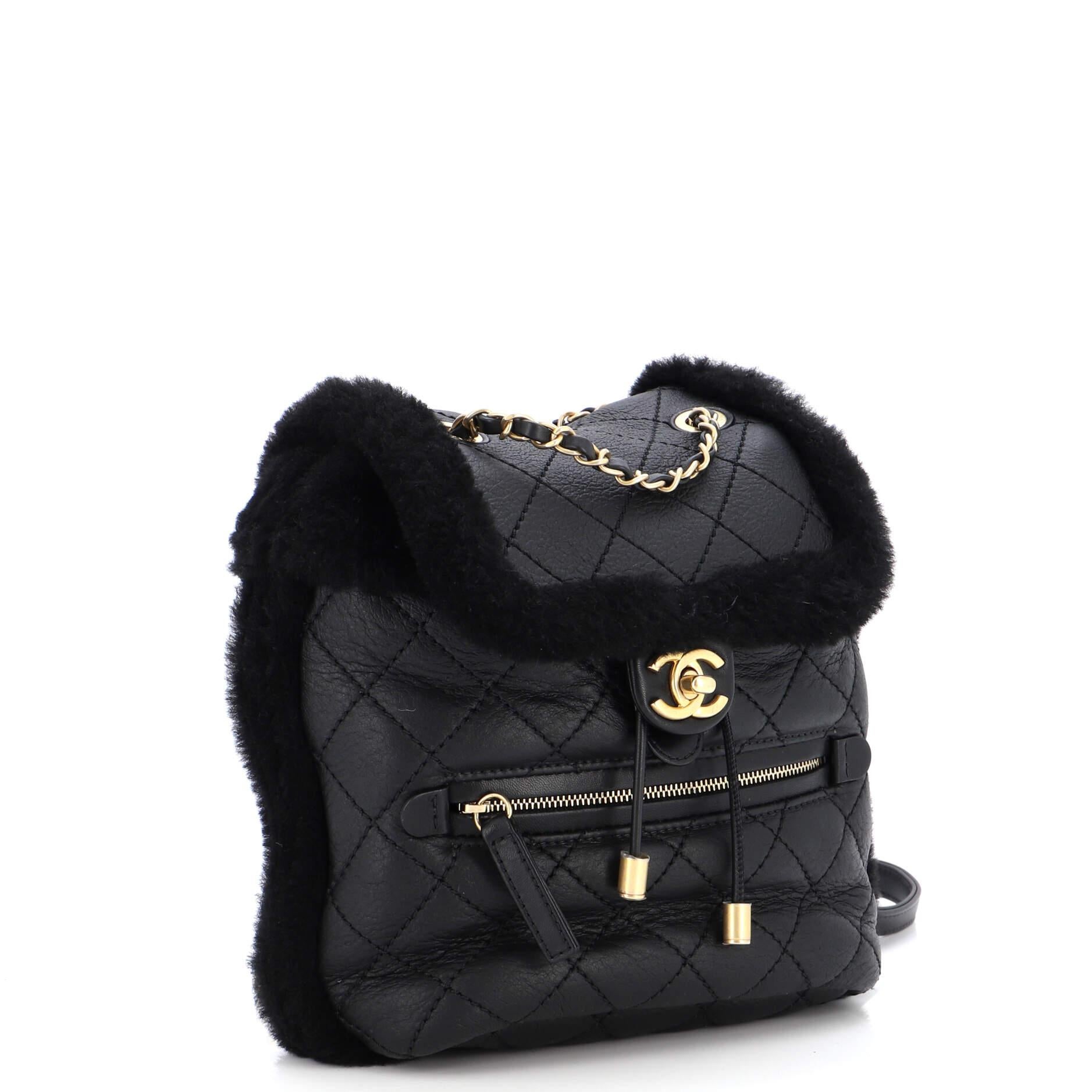 Chanel Paris-Hamburg Flap Backpack Quilted Lambskin and Shearling In Good Condition In NY, NY