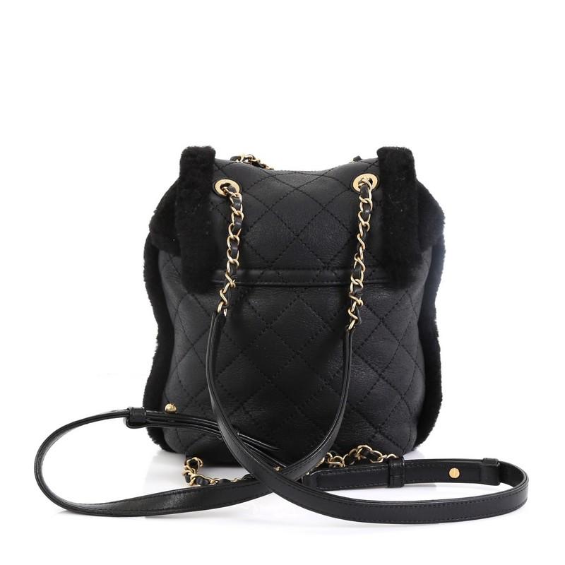 Black Chanel Paris-Hamburg Flap Backpack Quilted Lambskin And Shearling 
