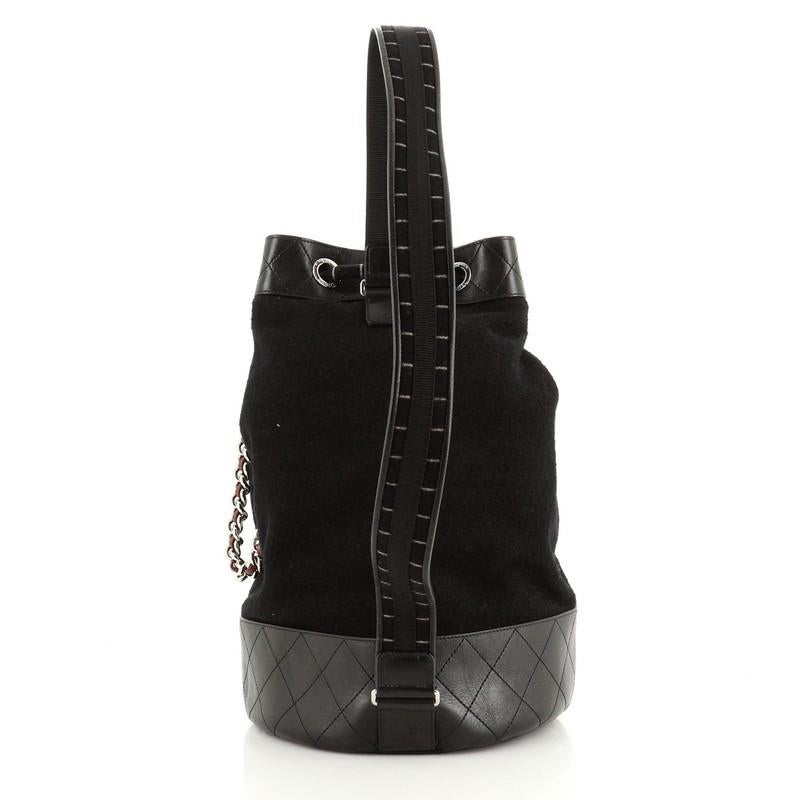 Chanel Paris-Hamburg Sling Backpack Embroidered Wool with Quilted Calfskin Large In Good Condition In NY, NY