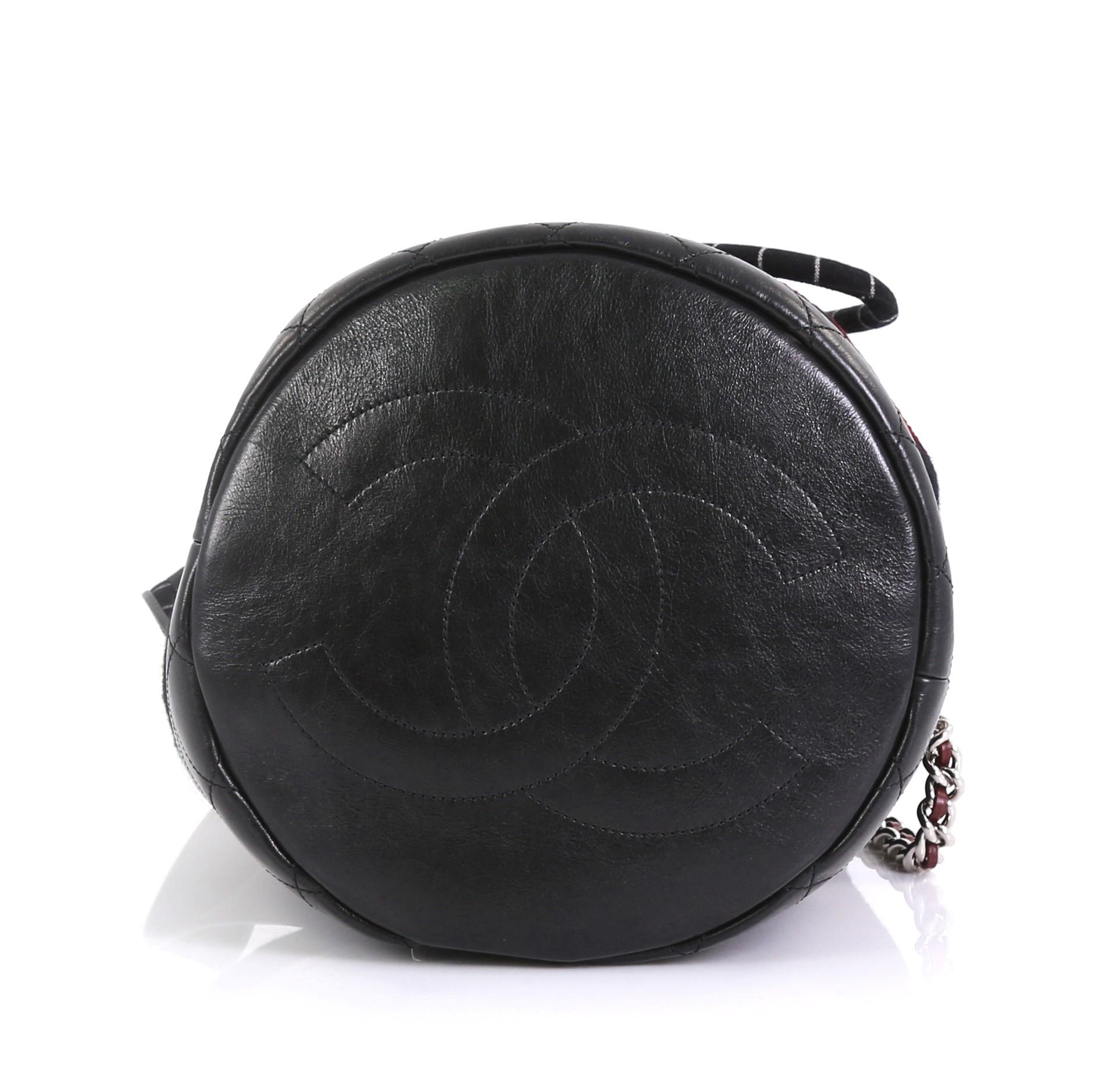 Women's or Men's Chanel Paris-Hamburg Sling Backpack Embroidered Wool with Quilted Calfskin Large