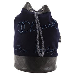 Chanel Navy Wool Paris-Hamburg Embroidered Large Gabrielle Hobo - Handbag | Pre-owned & Certified | used Second Hand | Unisex