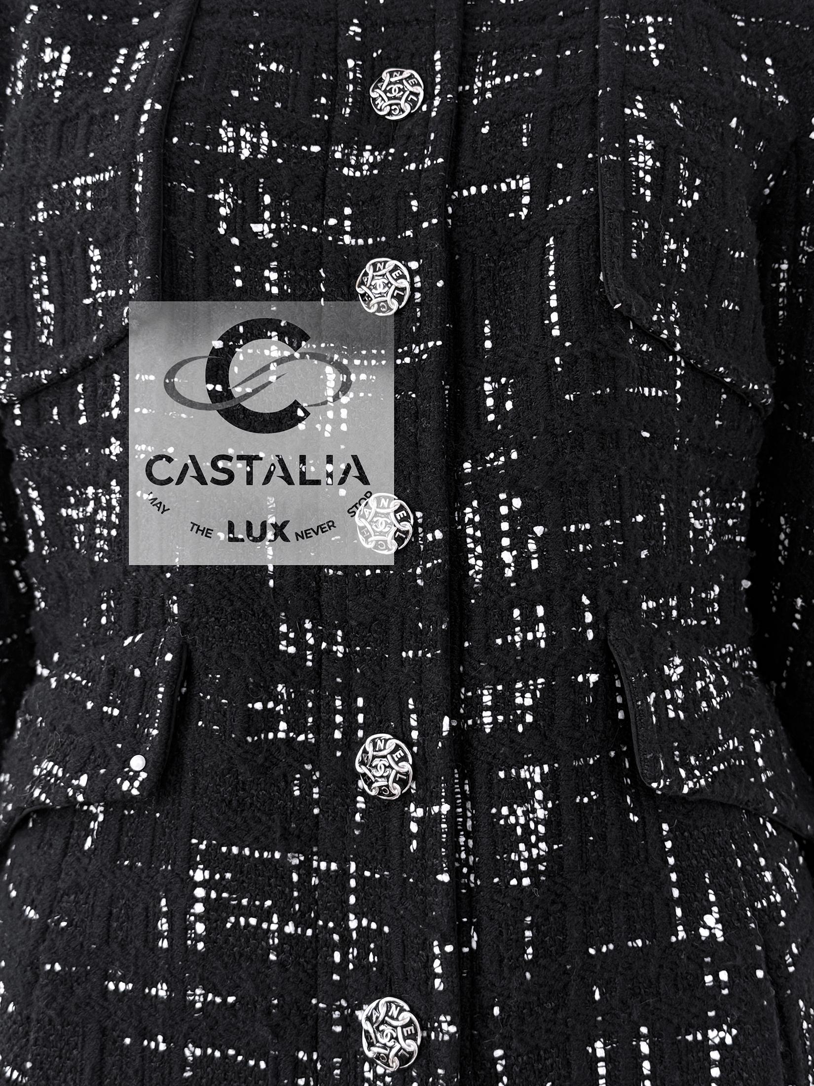 Femenino o masculino Chanel París / Hamburgo Chaqueta intemporal de tweed negro 46 FR en venta