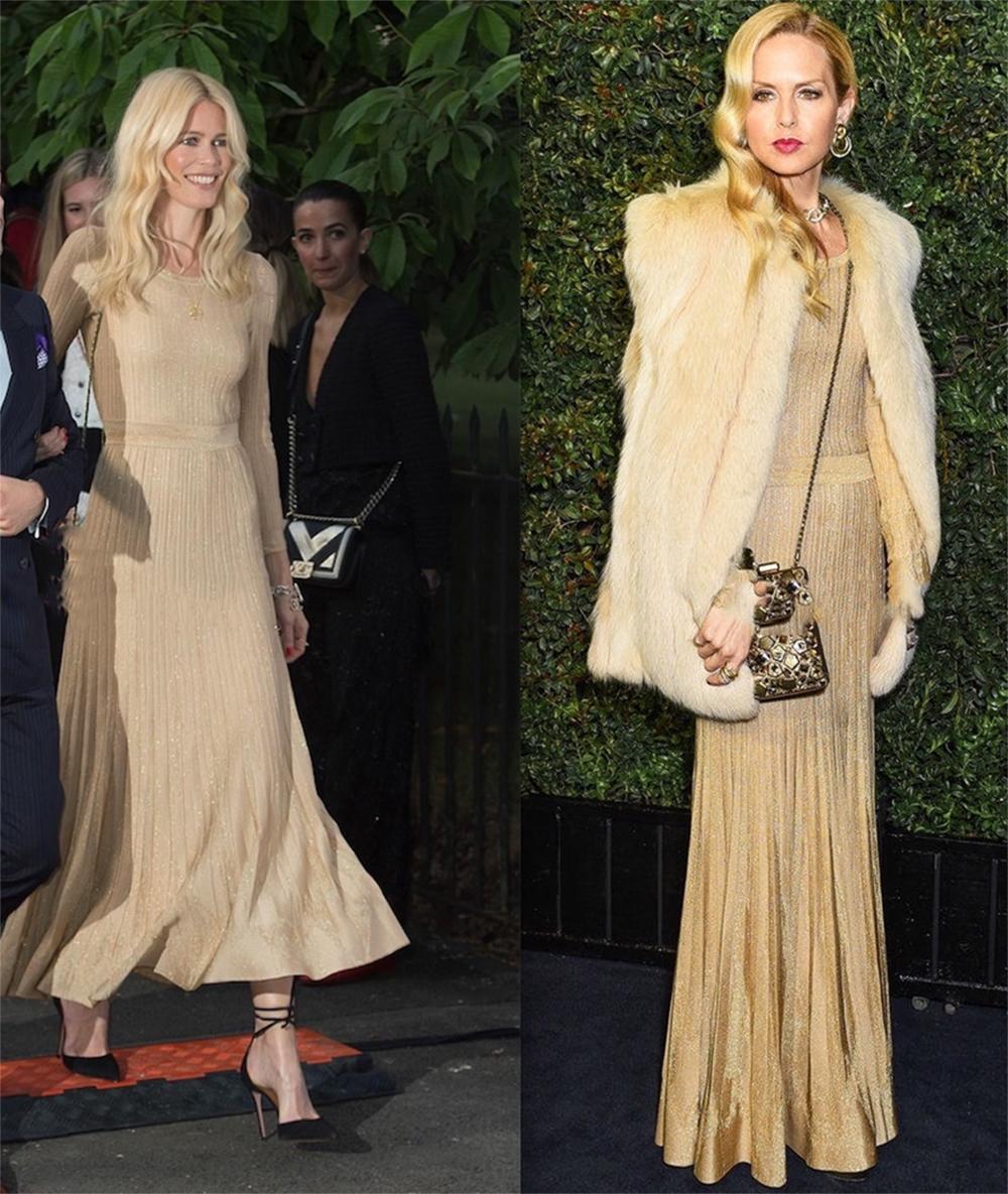 Brown Chanel Paris in Rome Shimmering Maxi Dress