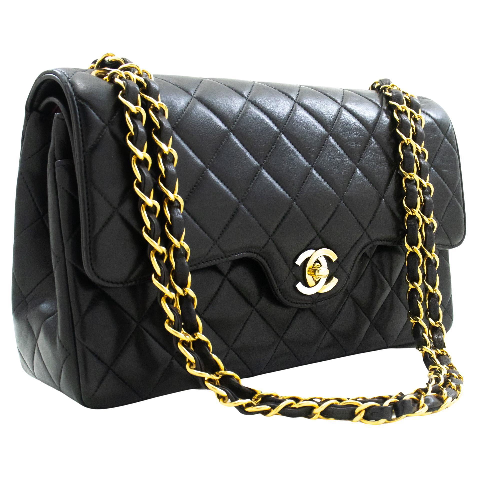 CHANEL Paris Limited Chain Shoulder Bag Black Double Flap Quilted For Sale