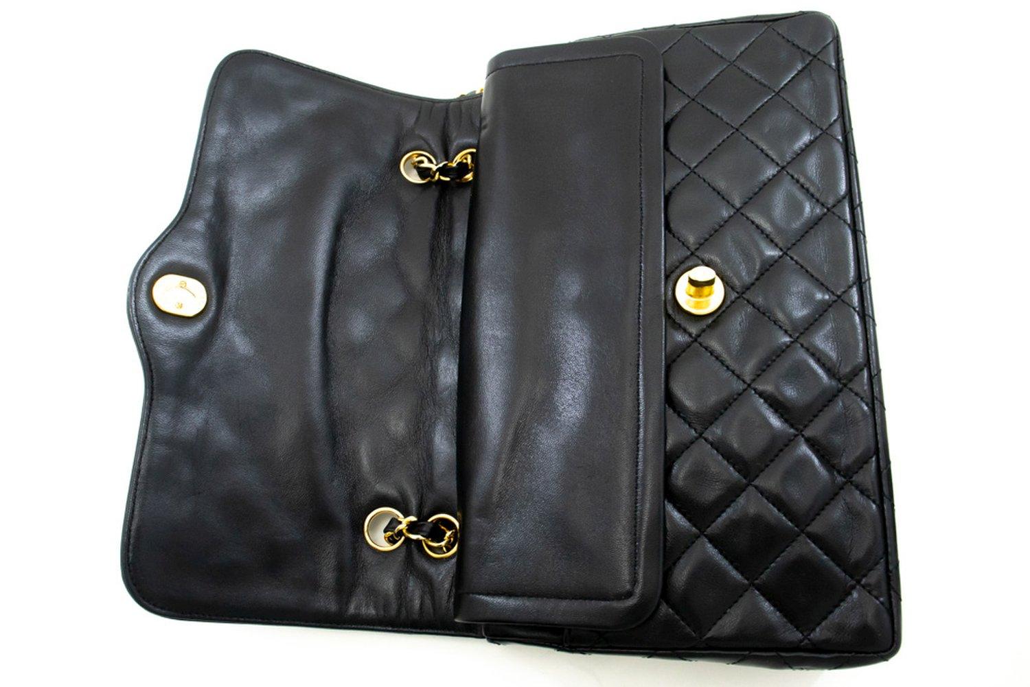 CHANEL Paris Limited Chain Shoulder Bag Black Flap Quilted Lamb 14