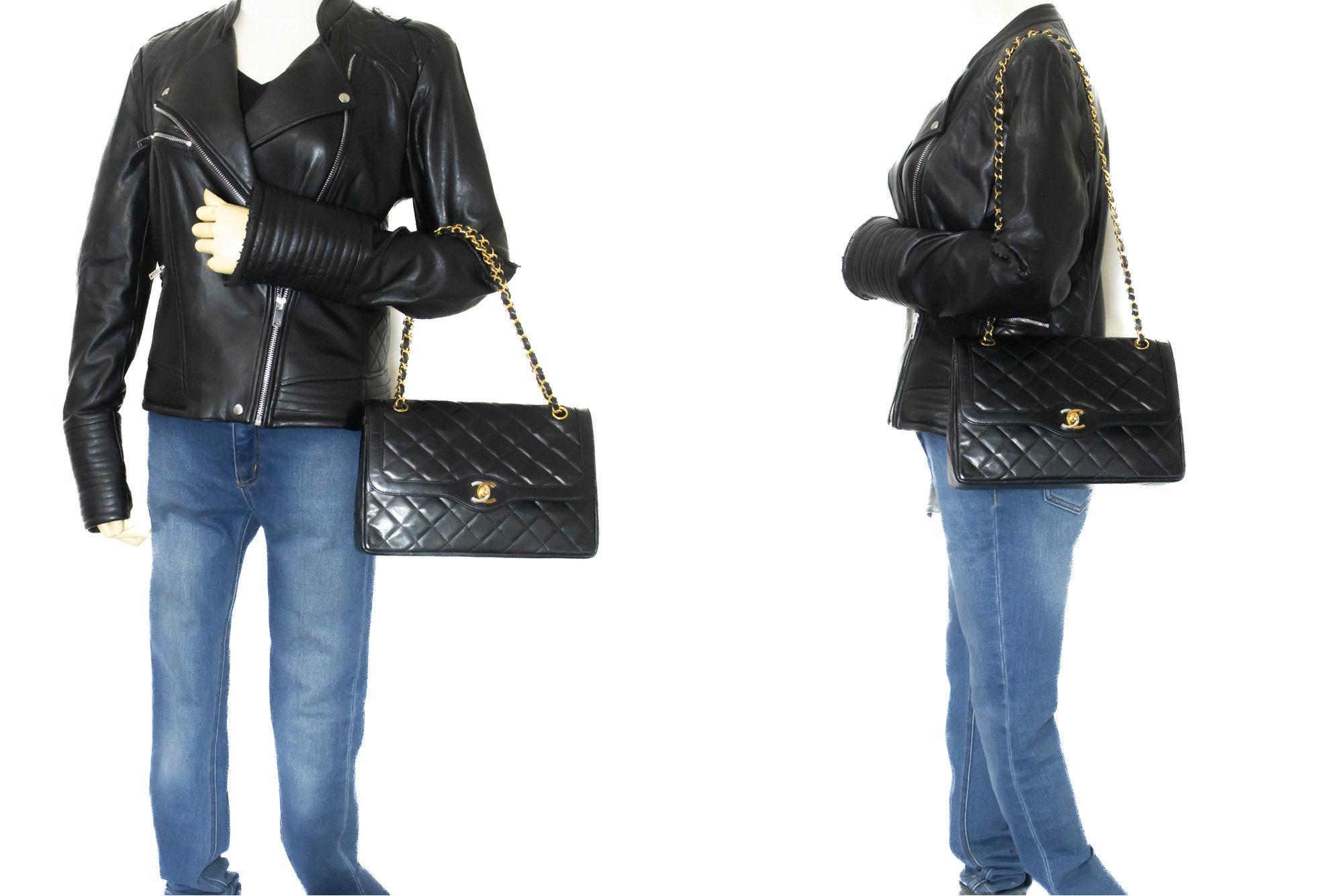 CHANEL Paris Limited Chain Shoulder Bag Black Quilted Double Flap For Sale 7
