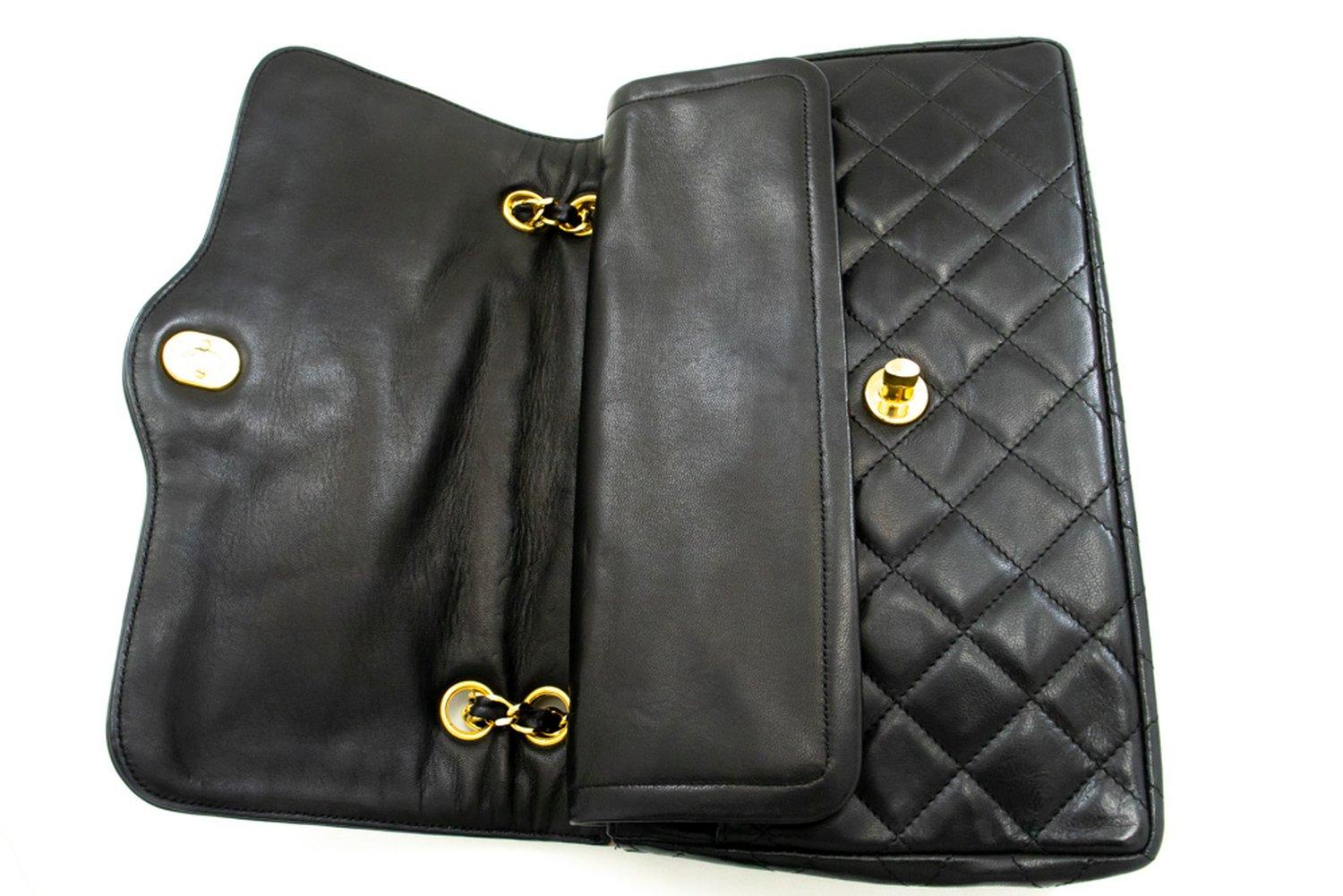 CHANEL Paris Limited Chain Shoulder Bag Black Quilted Double Flap For Sale 14