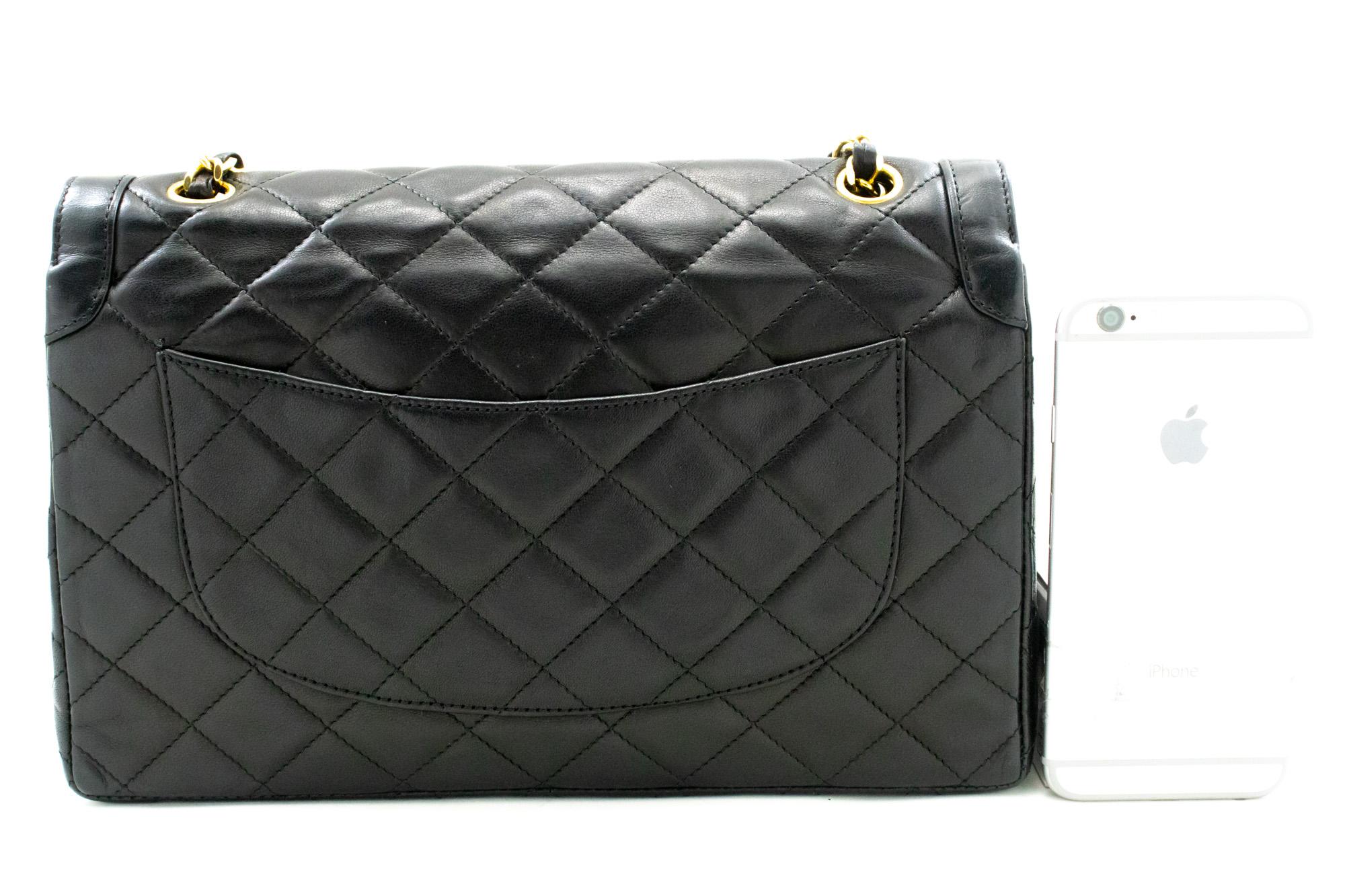 CHANEL Paris Limited Chain Shoulder Bag Black Quilted Double Flap In Good Condition For Sale In Takamatsu-shi, JP