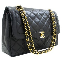 CHANEL Paris Limited Chain Shoulder Bag Black Quilted Double Flap