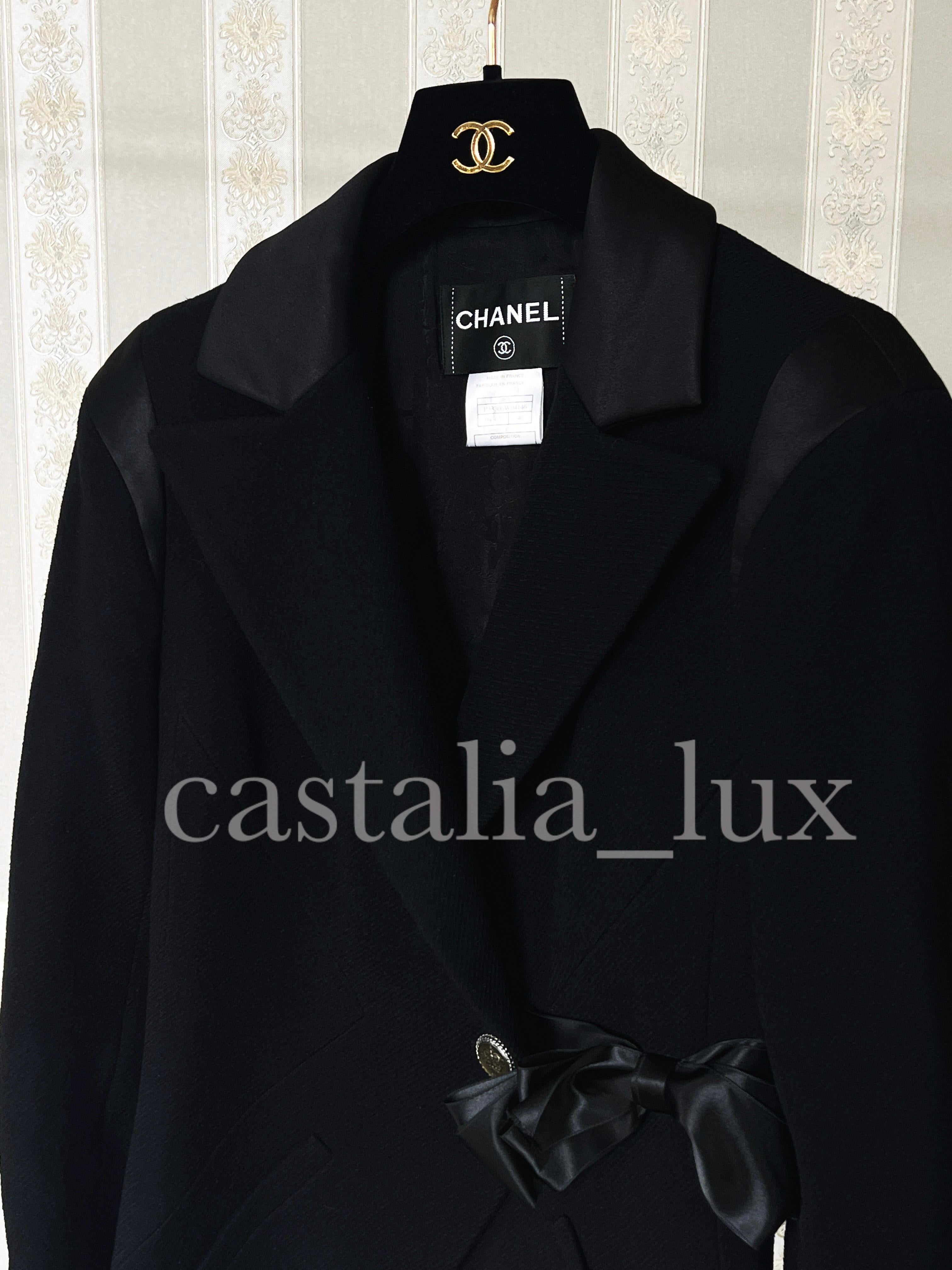 Chanel Paris / London Black Tweed Jacket with Bow 8