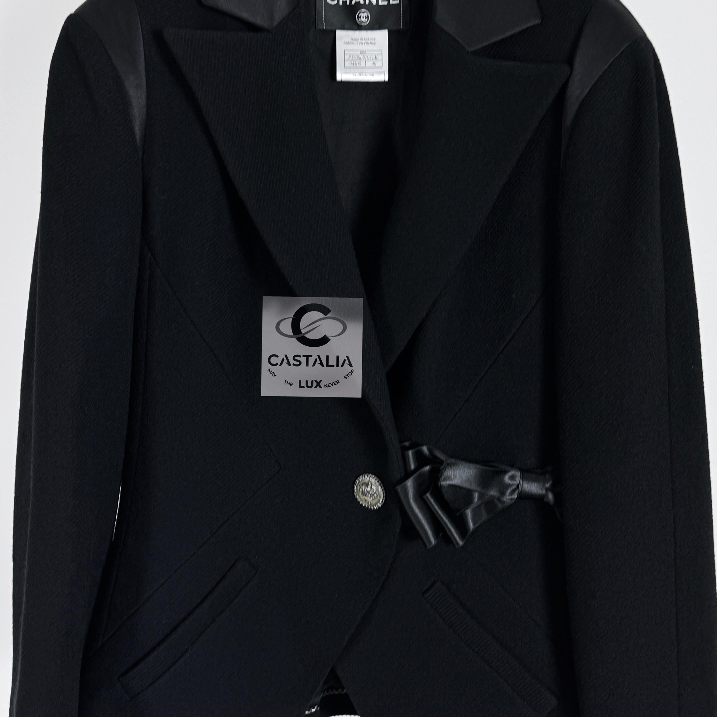 Chanel Paris / London Black Tweed Jacket with Bow 8