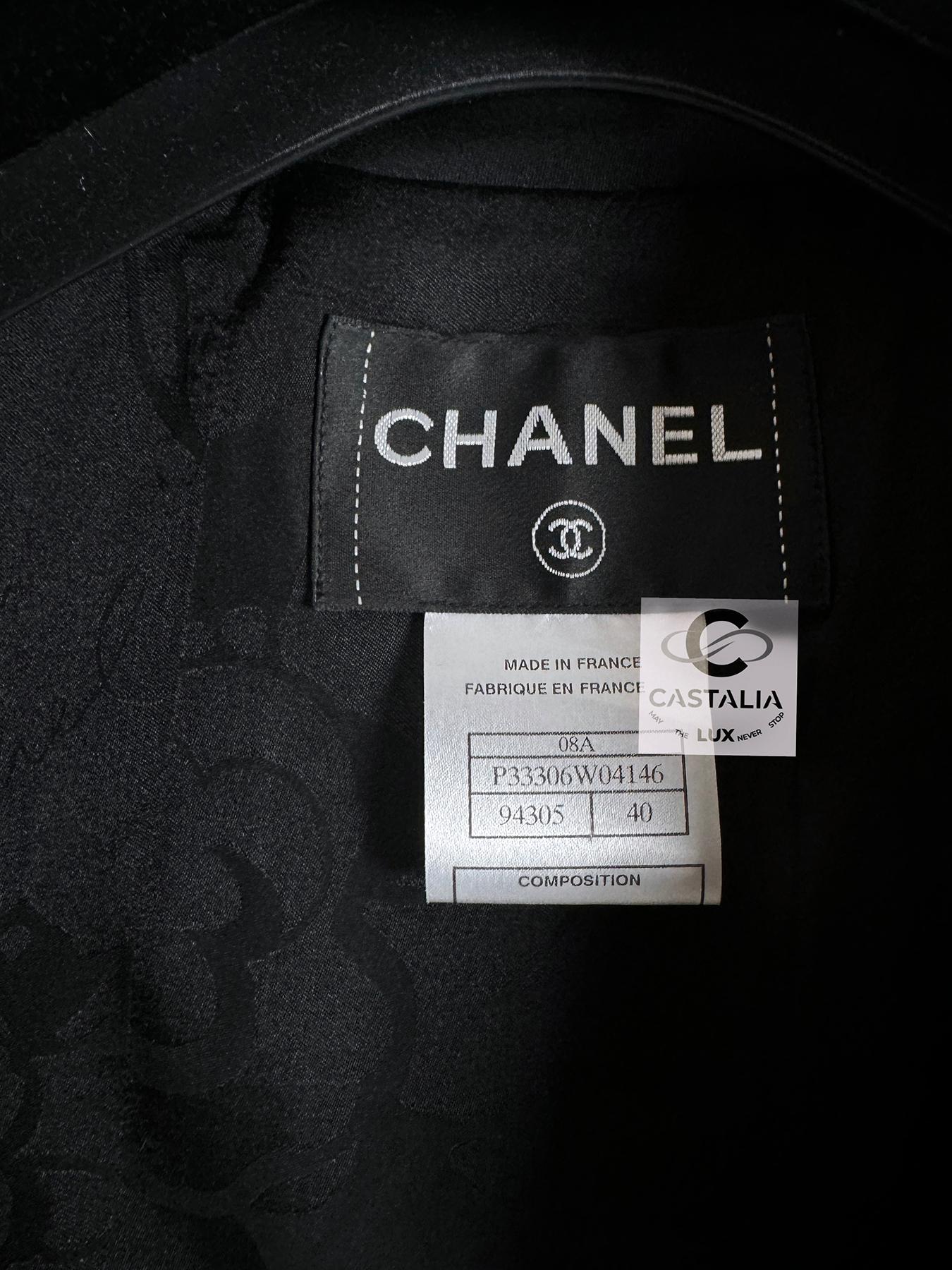 Chanel Paris / London Black Tweed Jacket with Bow 9