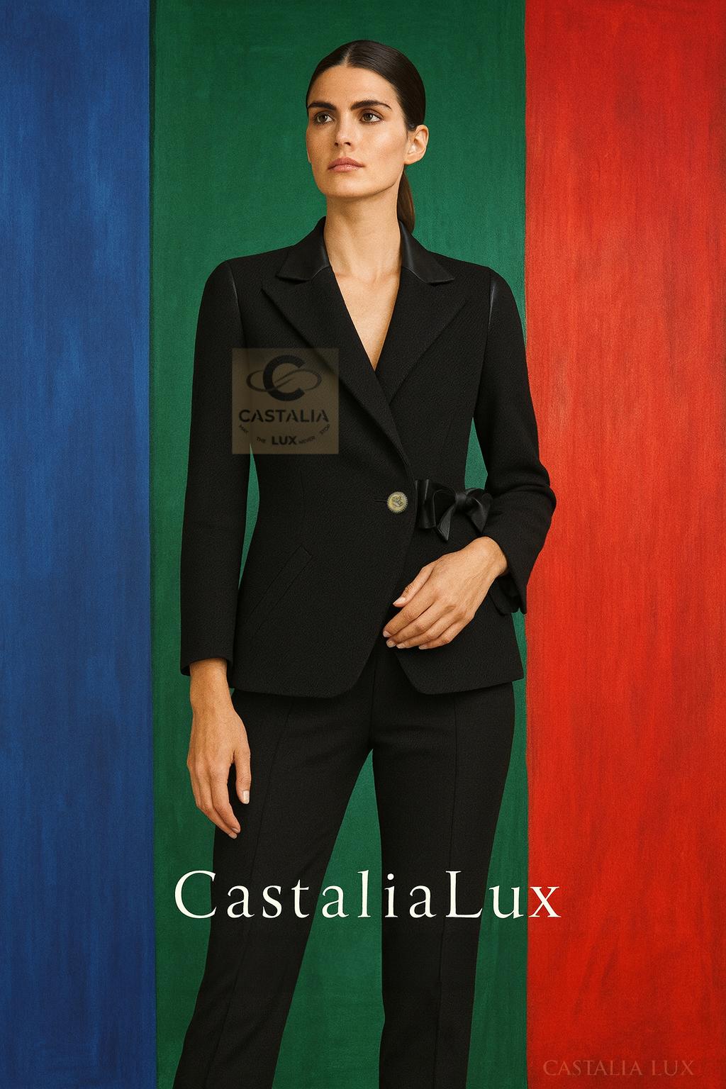 CHANEL Paris / London Giacca in tweed nero con fiocco In condizioni Nuovo in vendita a Dubai, AE